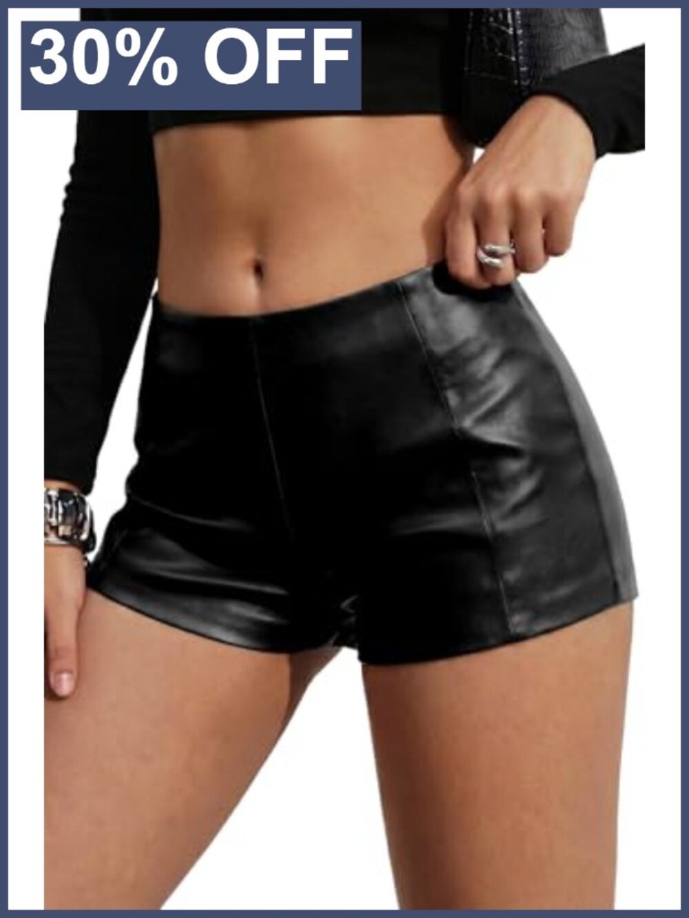 Faux Leather Low Rise Mini Booty Shorts for Going Out Date Night